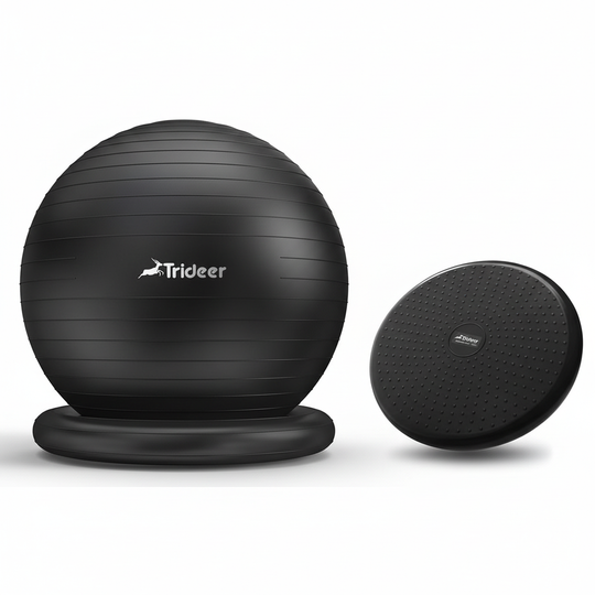 Black Ball Chair + Black Wobble Cushion - Front View