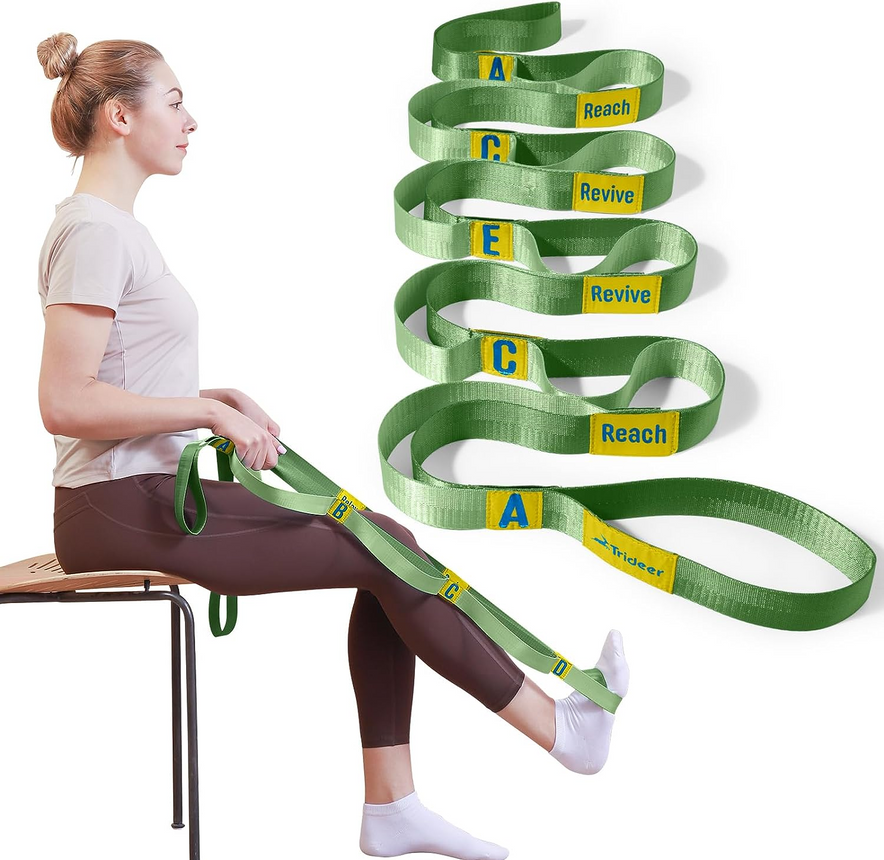 Trideer Stretching Strap Yoga Strap for Physical Therapy Black