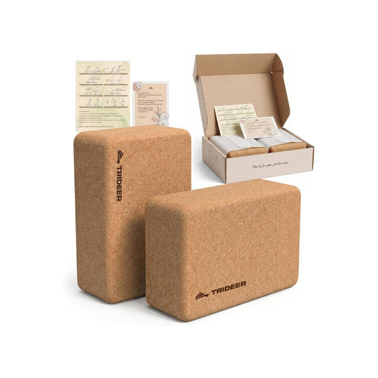 Trideer Cork Yoga Blocks 2 Pack - Natural, Non-Slip & Eco-Friendly