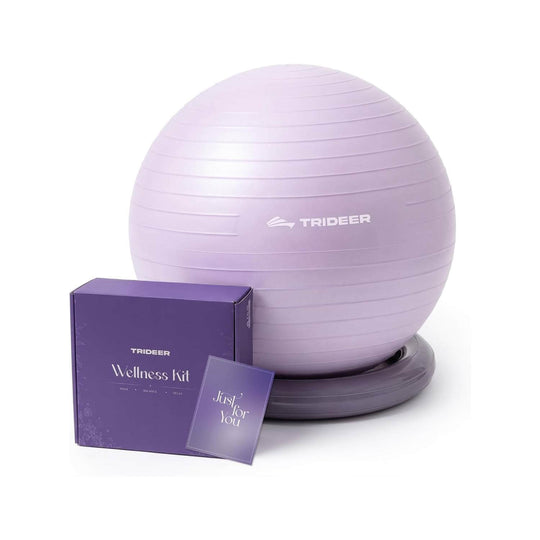 Trideer 65cm exercise ball chair with stability base - complete office wellness solution