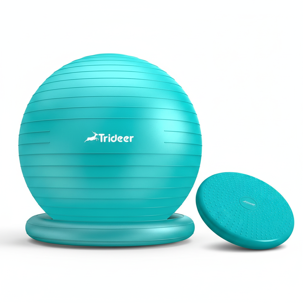 Turquoise Ball Chair + Turquoise Wobble Cushion - Front View