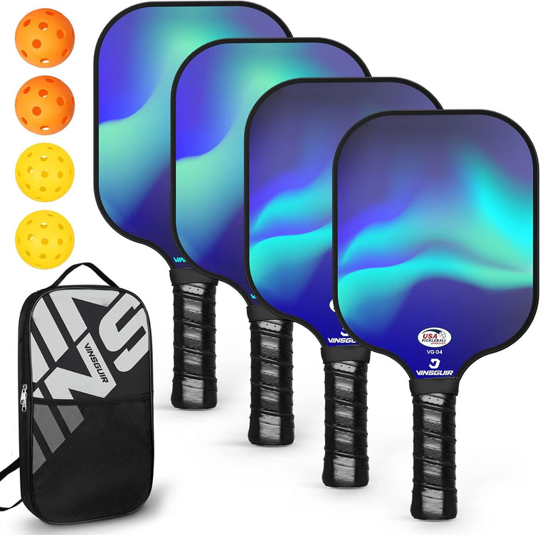 Vinsguir Fiberglass Pickleball Paddles Set - Aurora Blue