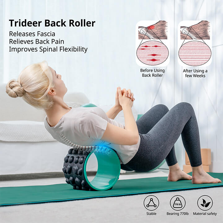 Trideer Back Roller & Back Stretcher, Back Pain Relief Products, Yoga Wheel  for Back to Muscle Release & Spine Stretch, Foam Roller for Back Cracking