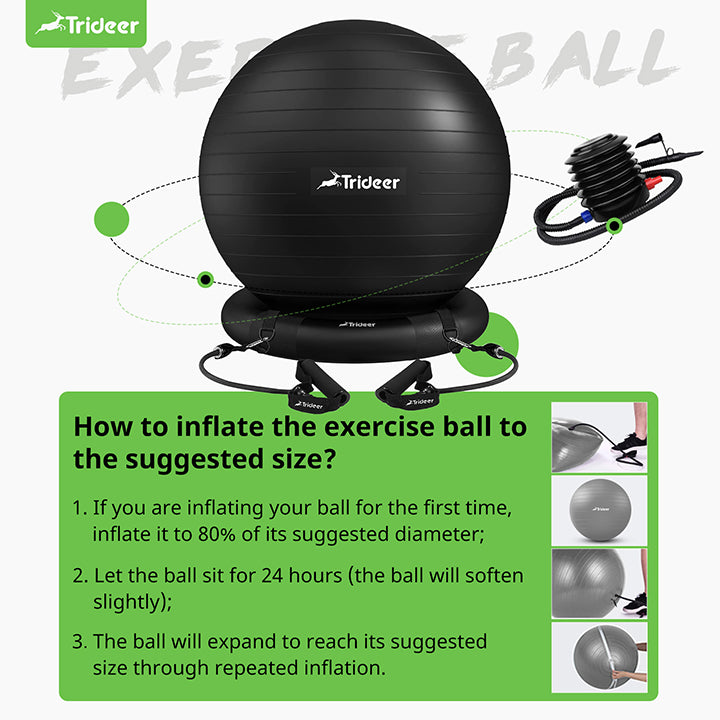Trideer 65cm Yoga Ball Chair with Base for Home and Office