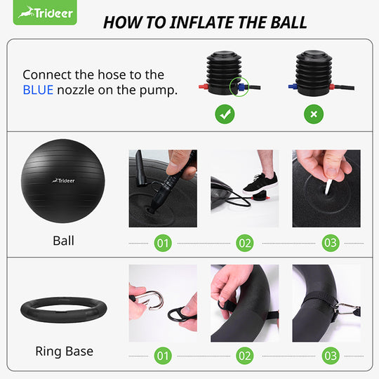 Complete Trideer ball chair kit with base, ball and pump