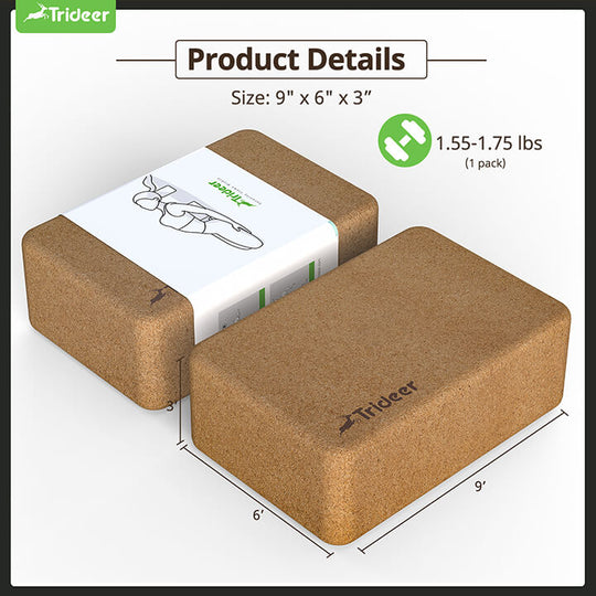 Natural cork yoga block close-up showing antimicrobial non-slip surface texture