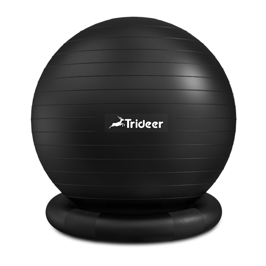 Black exercise ball chair with stable base - ergonomic desk chair alternative