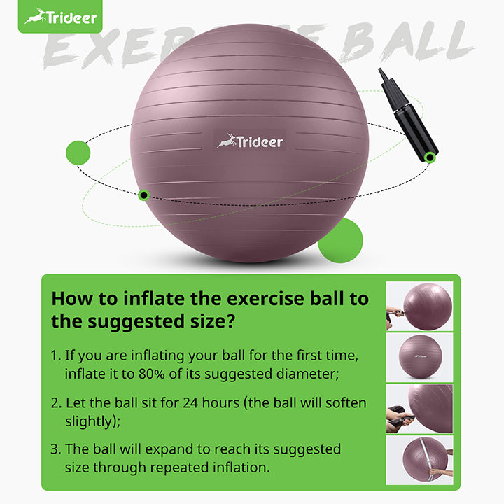 How to inflate the exercise ball to the suggested size