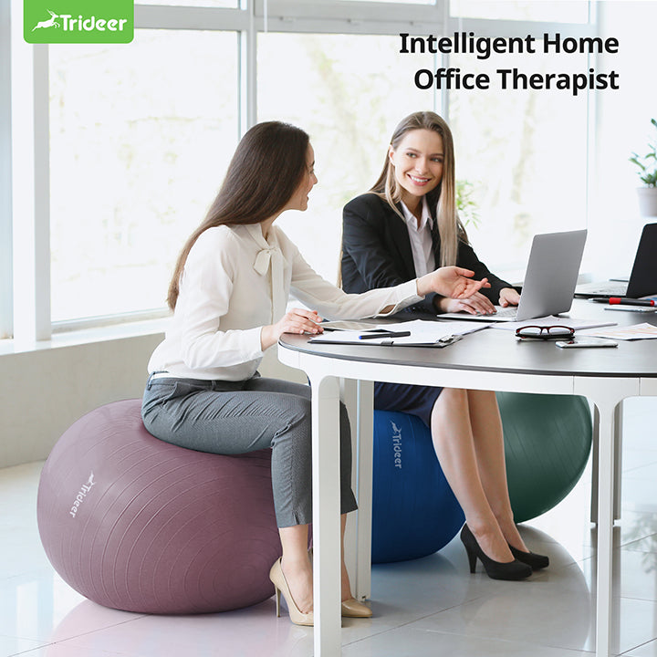 Using exercise ball as office chair for better posture and active sitting