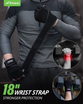 Padded workout gloves with 18-inch wrist wrap for cross training