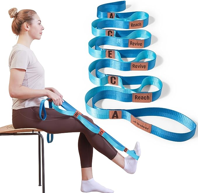 FITSY Elastic Stretching Strap for Yoga with 8 loops - Blue Color